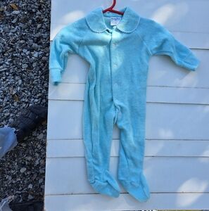 Vintage Cozy Blue Kids One Piece Footie